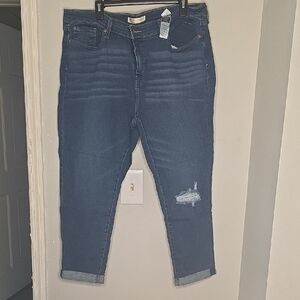 Signature by Levi Strauss Dark Blue Ankle Jeans Size 22 Distressed